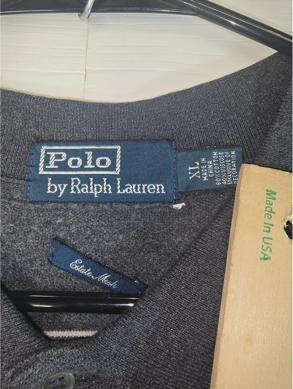 Polo Ralph Lauren Mens XL Charcoal Gray Striped Estate Mesh Polo Shirt